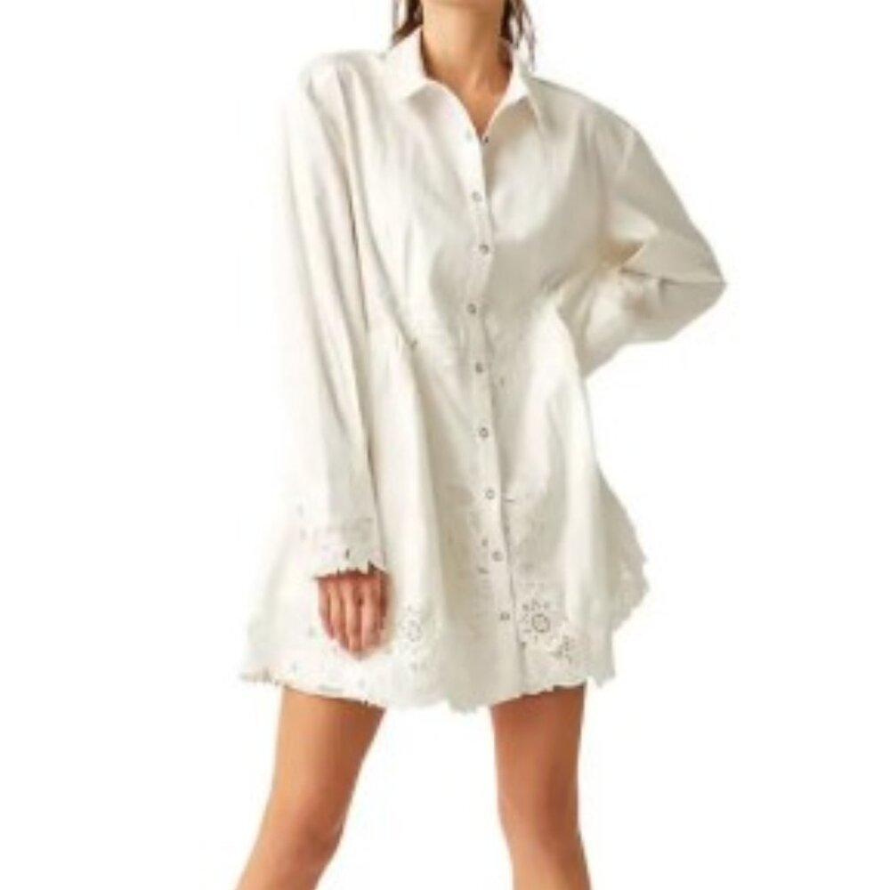Free People White Floral Lace Mini Dress NWT Small